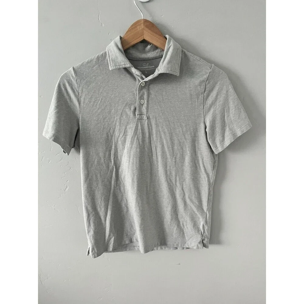 Vineyard Vines Edgartown‎ Grey Striped Polo Shirt Boys Size Small L 16 Whale